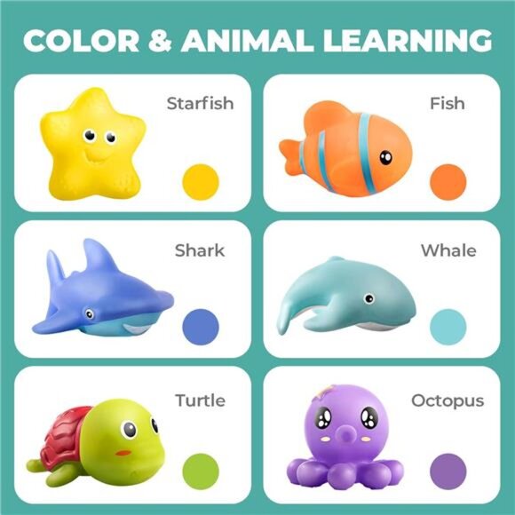 Infant Bath Toys for 18 Months - No Hole Animal Bathtub Toys, Baby - Picture 6 of 7